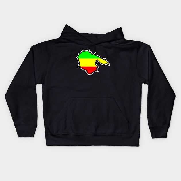 Hornby Island in Rasta Rastafarian Flag Colours - Gulf Islands Gift - Hornby Island Kids Hoodie by Bleeding Red Paint